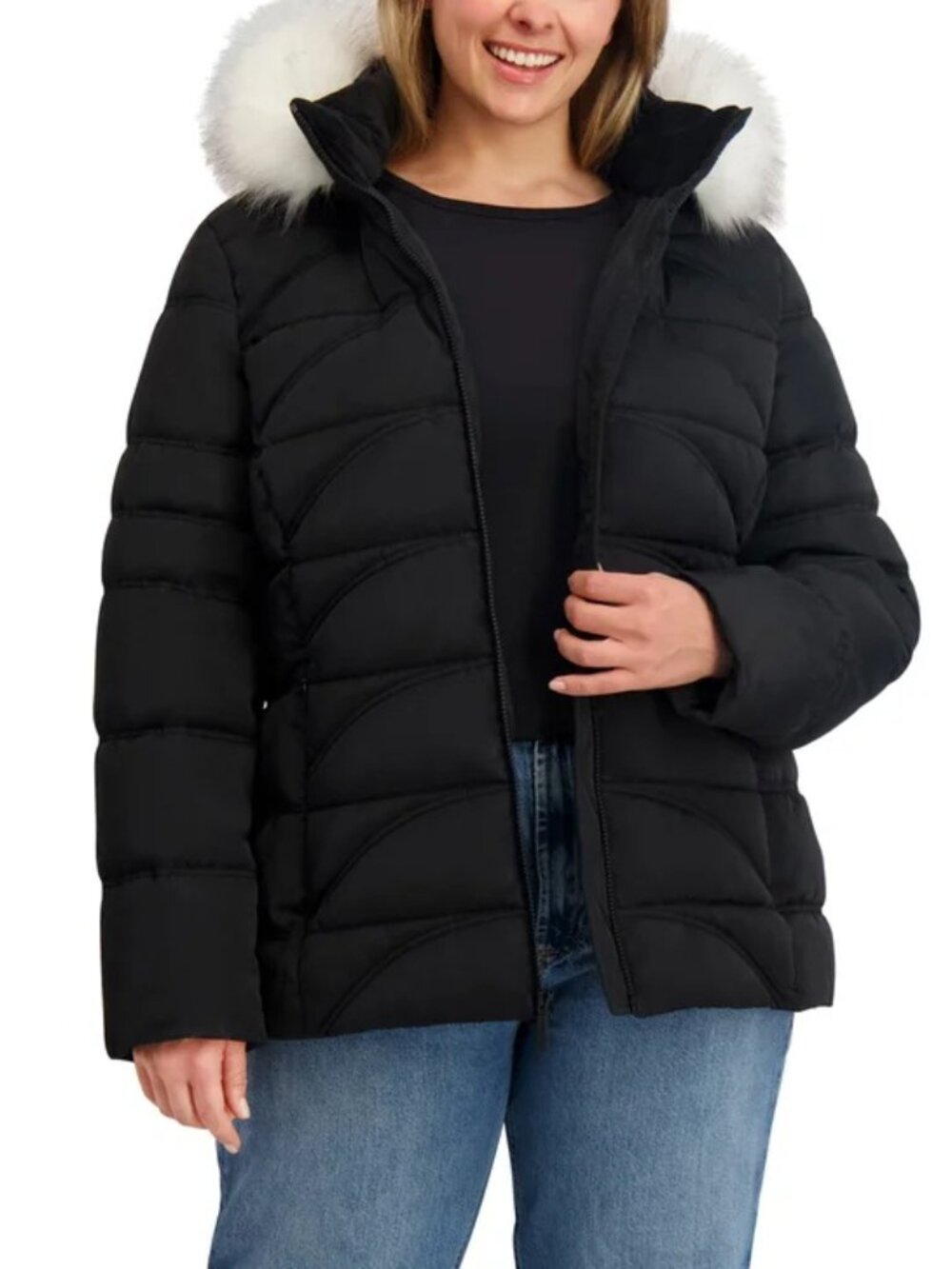 Nautica Women's Puffer Jacket Water Resistant Detachable Hood